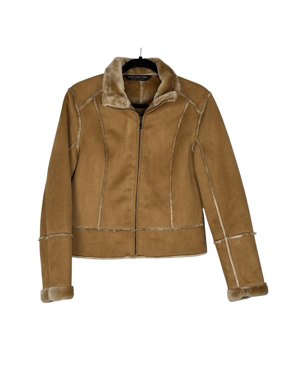 Marc NY Andrew Marc Women’s Coat Jacket Faux Suede Fur Lined Penny Lane Size M